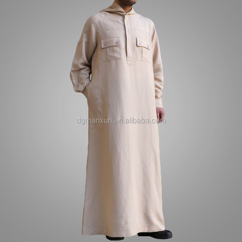 Latest hooded kuwait style men thobe arabic men daffah thobe3.jpg