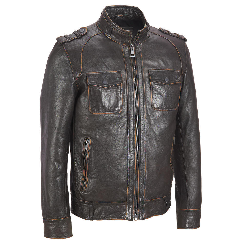 新しいカスタマイズ2014年最新デザインの高品質の革のジャケットの男性茶色で仕入れ・メーカー・工場