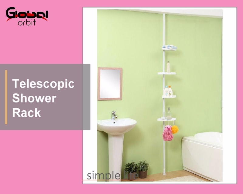 Corner Bath Shelf Telescopic Shower Rack Height Adjustable Bathroom