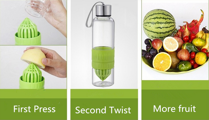 20 oz creative glass lemon fruit infuser water bottle for fruits