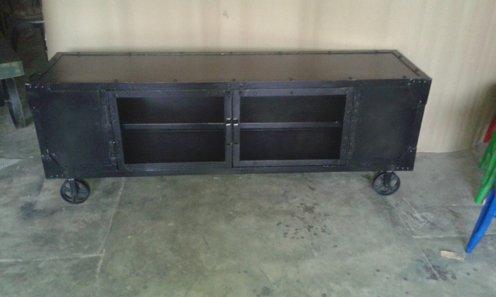 Industrial Style Furniture Black Metal Tv Stand Recycle Black