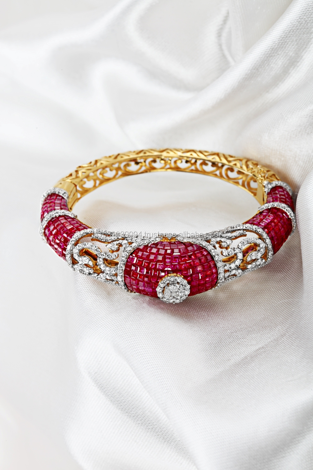 Ruby And Diamond Bangle Bracelet Best Bracelets Elegant Ruby Diamond Bangle Invisible Setting