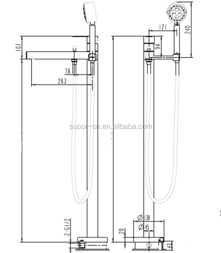 フロア- タイプ304ステンレス製浴槽のミキサー/シャワーセット仕入れ・メーカー・工場