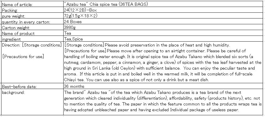 Azabu Tea chai spice tea bag & clove cardamom black tea & cinnamon in japan