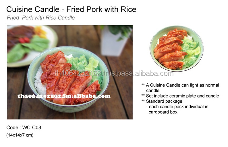 fried pork with rice candle   made in thailand.