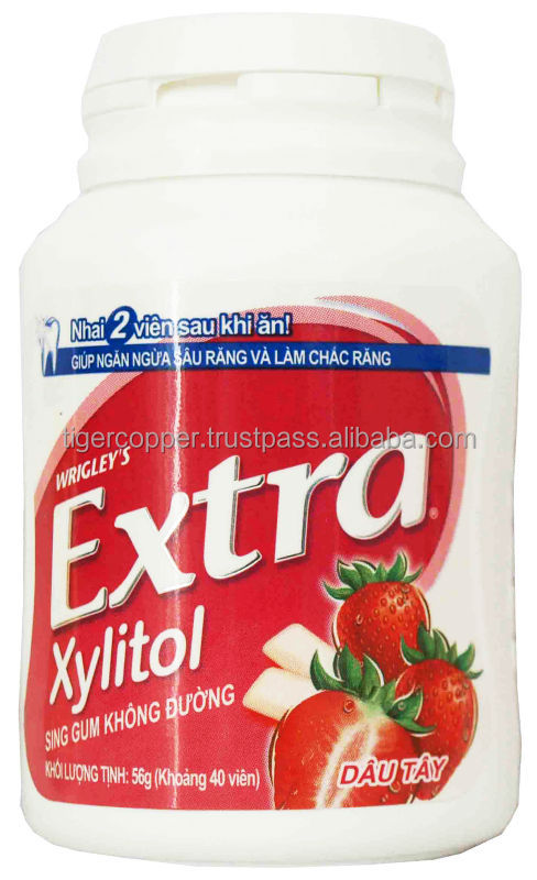 EXTRA XYLITOL STRAWBERRY GUM JAR 56G/WRIGLEYS CHEWING GUM/SUGAR FREE XYLITOL GUM