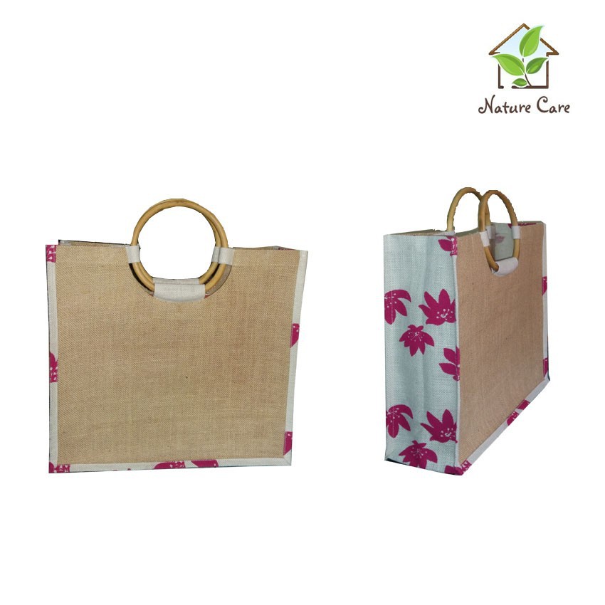 Well Printed Cotton Handle Jute Bags/jute Bag Shopping Buy Jute