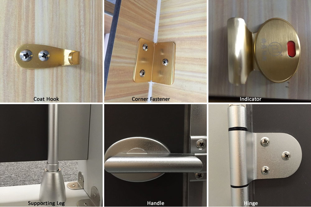 Stainless steel toilet cubicles hardware door hinges and handle