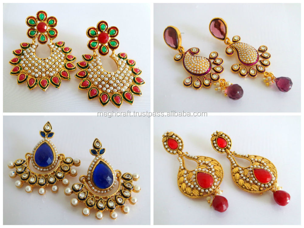 Indian Traditional Ethnic Pearl Jumka Earrings One Gram Gold Indian Traditional Ethnic Pearl Jumka Earrings One Gram Gold Jewellery Pea Kundan Earring Antique Designs