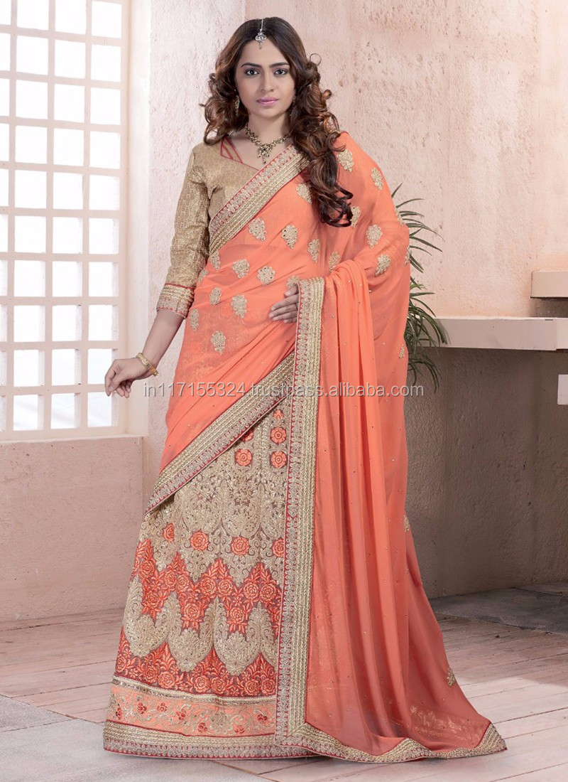 Latest Wedding Designer Lehenga Saree Embroidery Work New Design