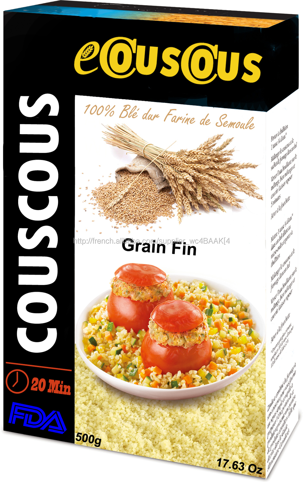 Couscous. Couscous de la meilleure qualité. Couscous grain fin .100
