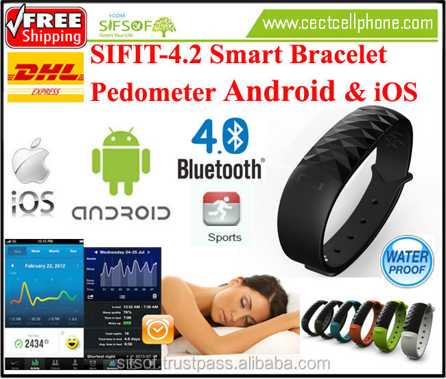 SIFIT-4.2スマートブレスレット歩数計、リストバンド歩数計、ブルートゥース、iosアンドロイド、防水仕入れ・メーカー・工場