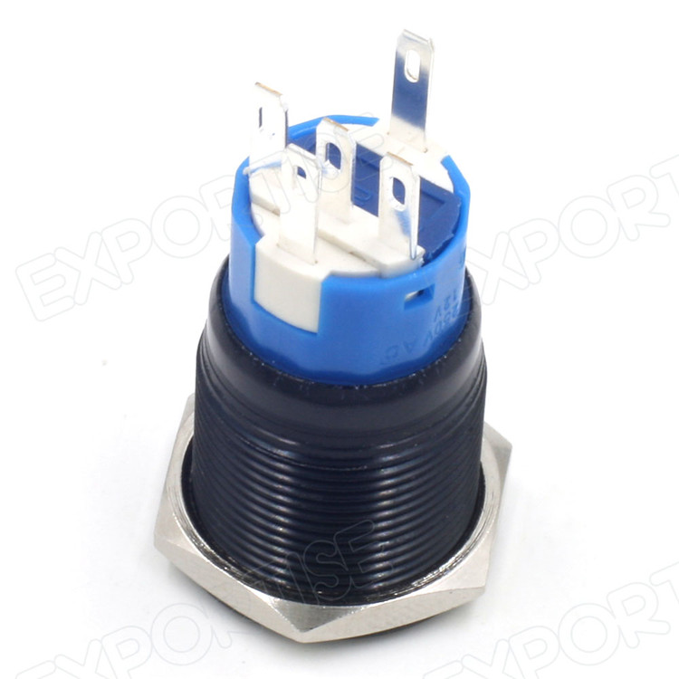 青色の電源リセット可能なシンボル12v19mm角目率いるスイッチプッシュボタン金属販売仕入れ・メーカー・工場