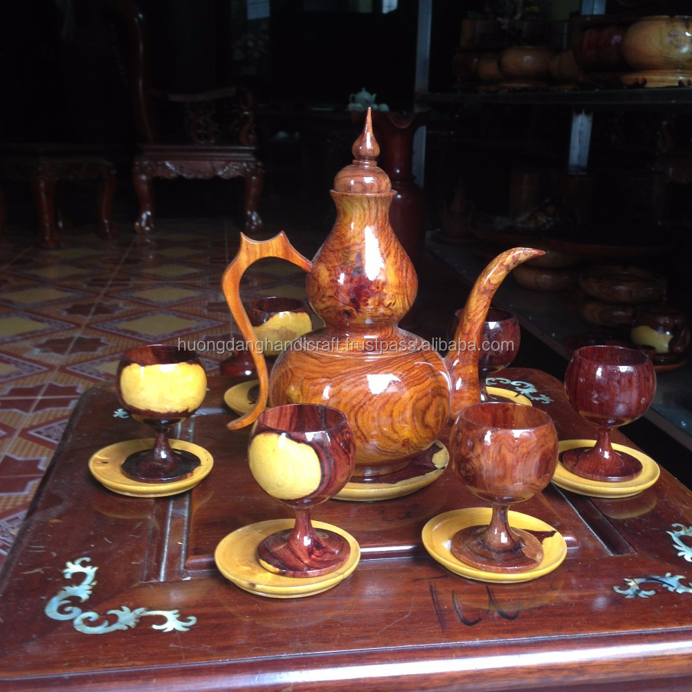 Asian Style Tea Pot Set With Wooden Tray From Vietnam Manufacturer