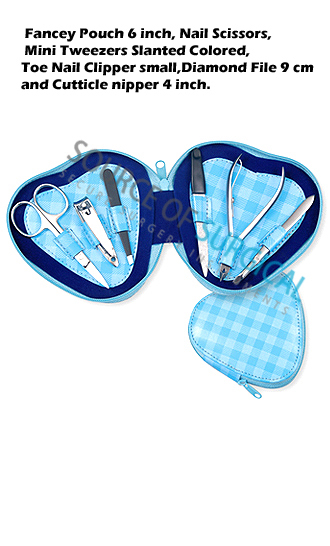 Fancey Pouch 6 inch, Nail Scissors, Mini Tweezers Slanted Colored, Toe Nail Clipper small, Diamond File 9 cm and Cutticle nipper 4 inch copy.jpg