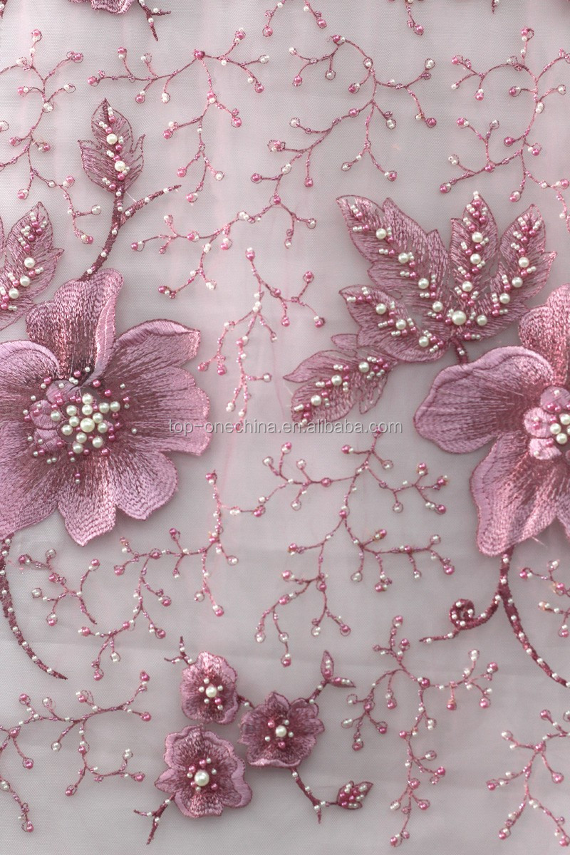 2016 Korea Mesh French Lace Fabric /beaded Embroidery Bridal Laces