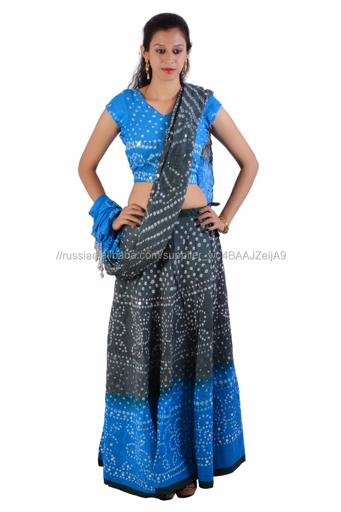 Многоцветный Хлопка Bandhej Lehenga Чоли Для Девочек