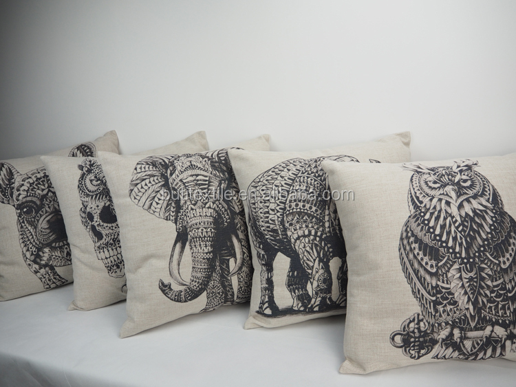 かわいい装飾的な動物の枕を投げるデジタル印刷されたリネン付/綿ファブリック仕入れ・メーカー・工場