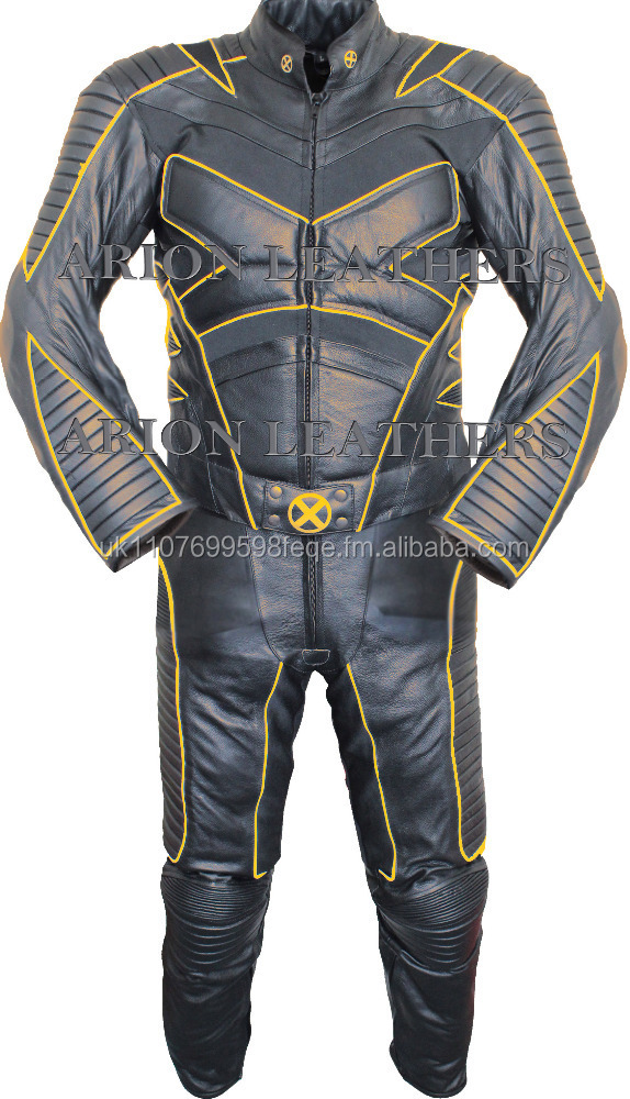 Black 2piece Motorcycle Leather Suit Buy Xmen Leather Suit Product