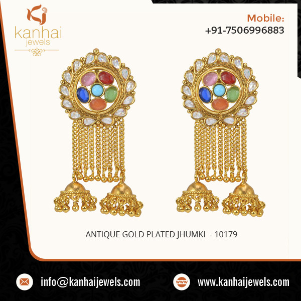 Antique Gold Plated Jhumki 1.jpg