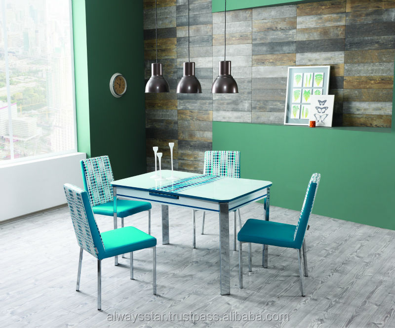 2015白い現代拡張可能コンパクトダイニングテーブルと椅子用レストランとキッチン仕入れ・メーカー・工場