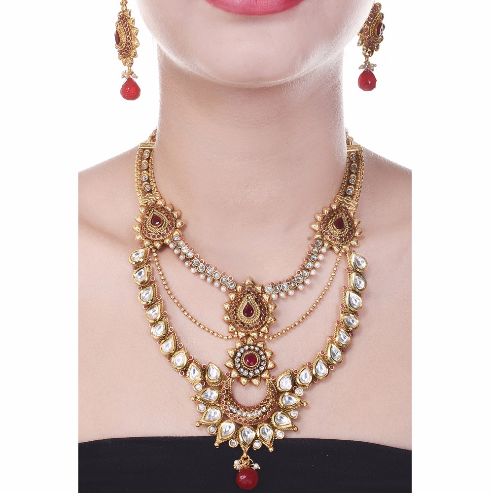 Royal Choker South Indian Style One Gram Gold Plated Double Line