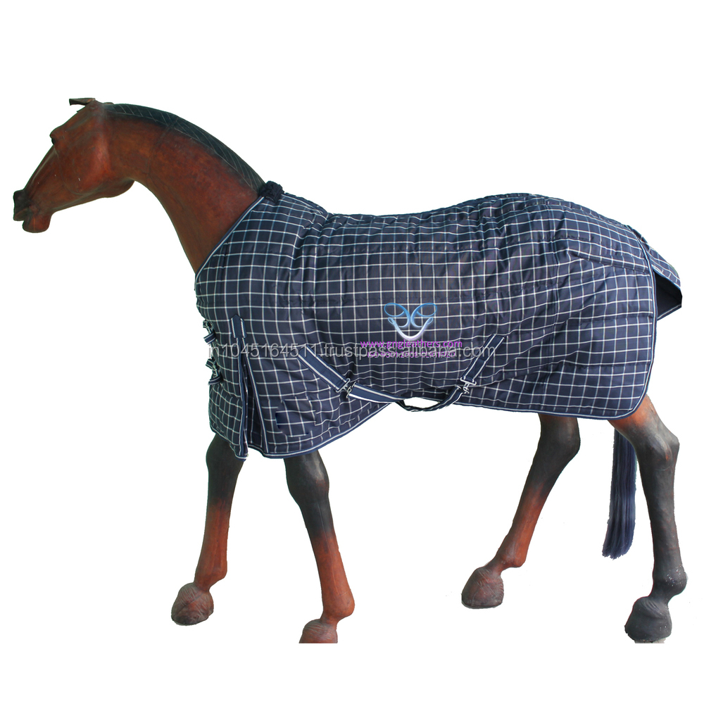 安定敷物馬200gsm1200デニールpolyproplen海軍/白のチェック。問屋・仕入れ・卸・卸売り