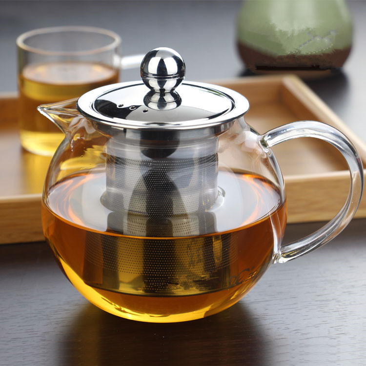 Home Office Tea Maker Pyrex Glass TEA POT Clear Glass Teapot Stainless Infuser