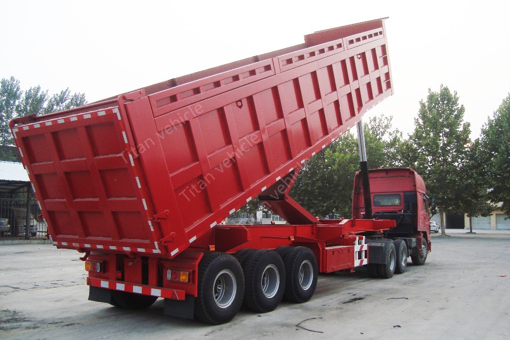Heavy duty end dump trailers, hydraulic tipper semi trailer, tipping dump trailers for sale