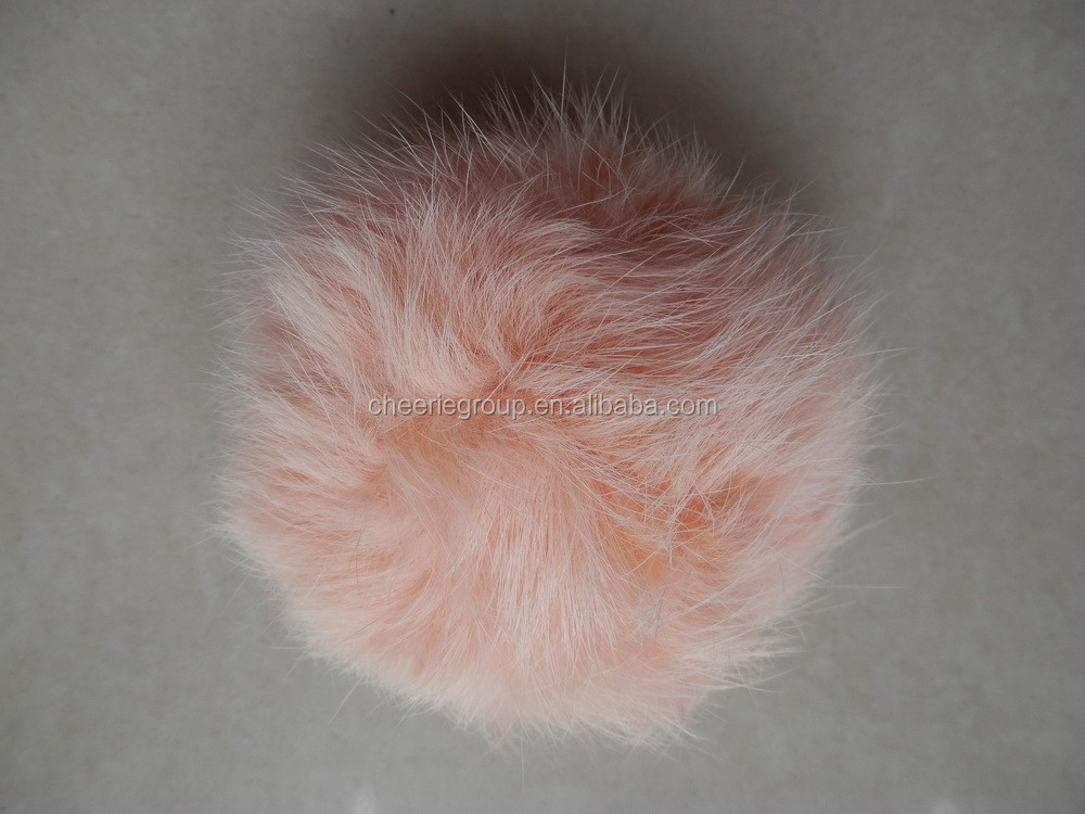 6センチ明るいピンクとブルー色ウサギの毛皮の帽子ボールポンポンpoms仕入れ・メーカー・工場