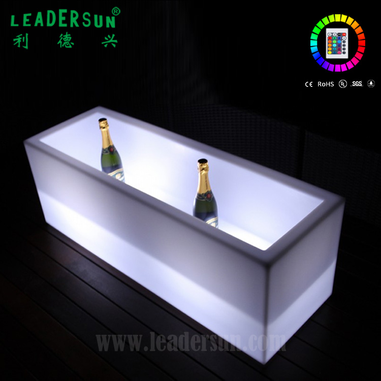 High Capacity Big Colorful Light Up Plastic Durable Barware Rectangle