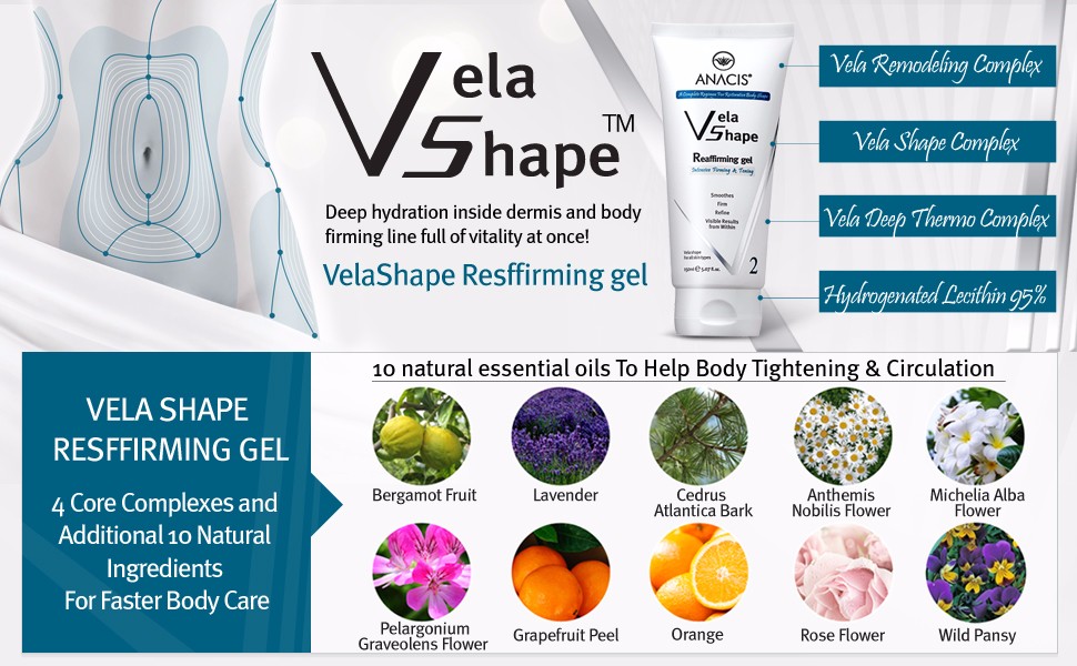 vela shape body reaffirming gel for skin refining
