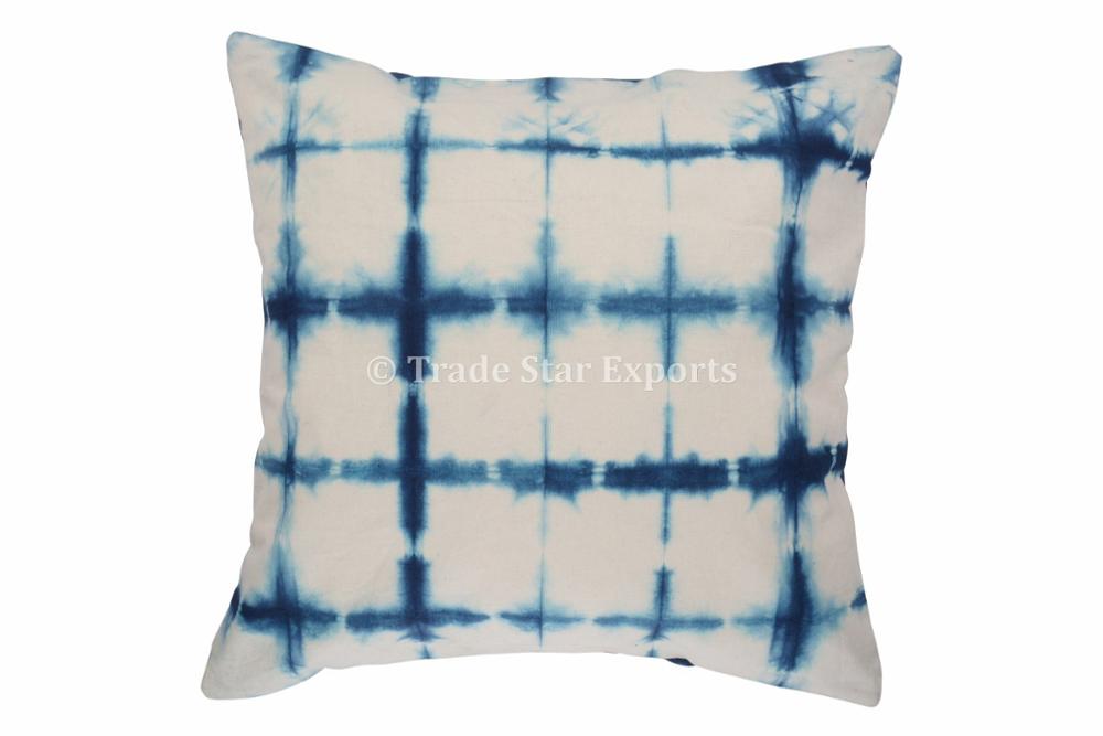 Tie Dye Cotton Fabric Square Pattern Decorative Pillow Cover