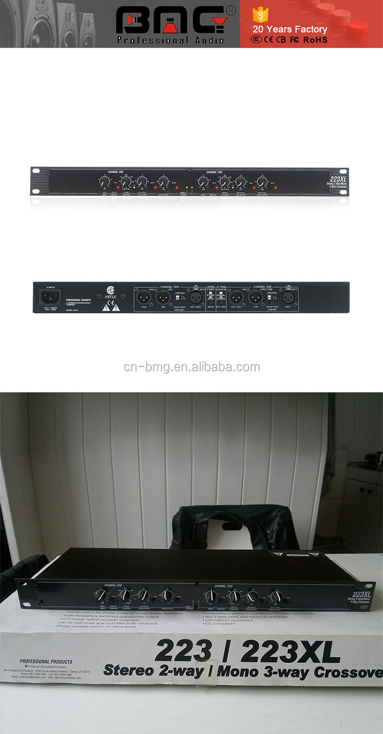 223XL Stereo 2-Way / Mono 3-Way Crossover for Speakers & Amps