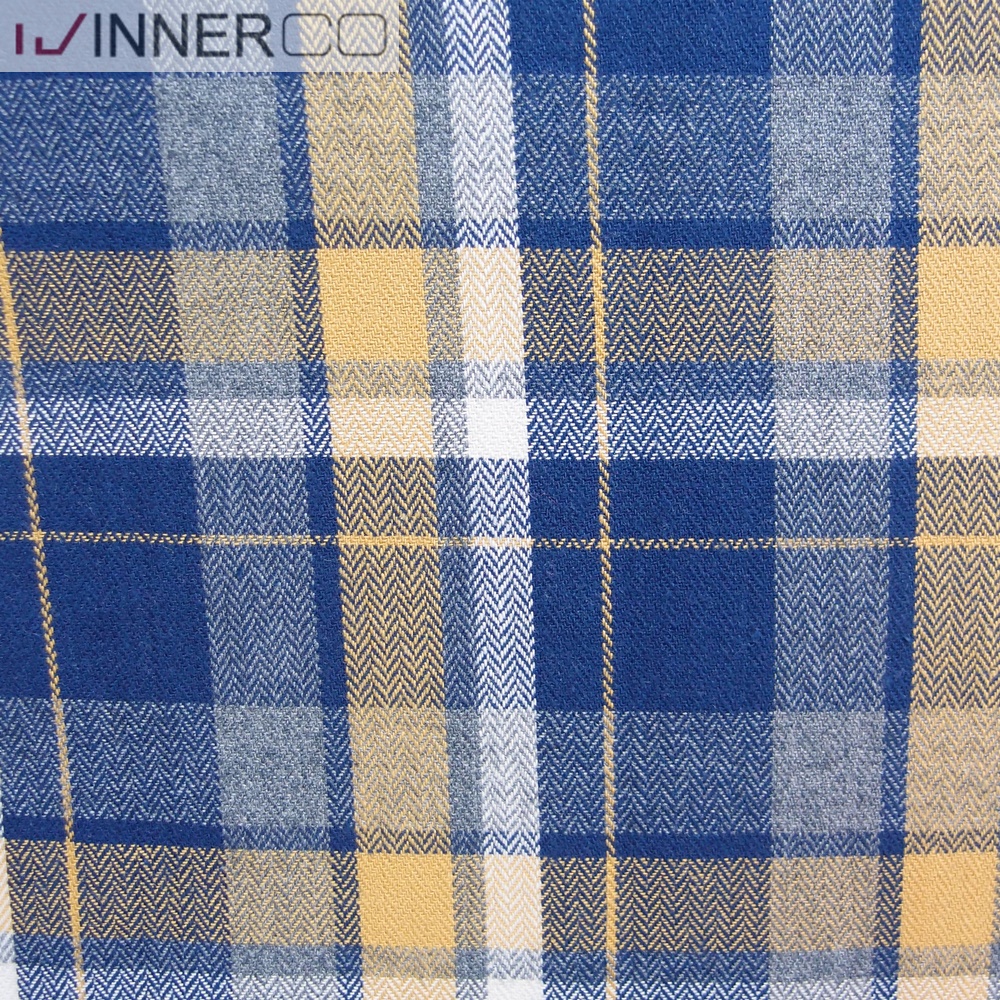 Mens check shirts dyed yarn cotton flannel fabric